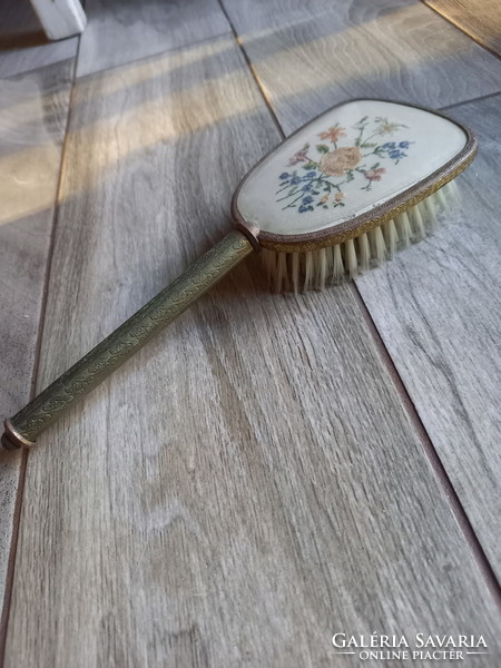 Interesting old copper frame hairbrush (24x8.5x3.5 cm)