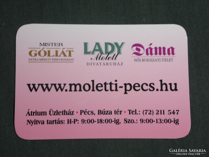 Kártyanaptár, Mister Góliát, Lady molett, nagyméretű ruházat,divat, Pécs, 2007,   (2)