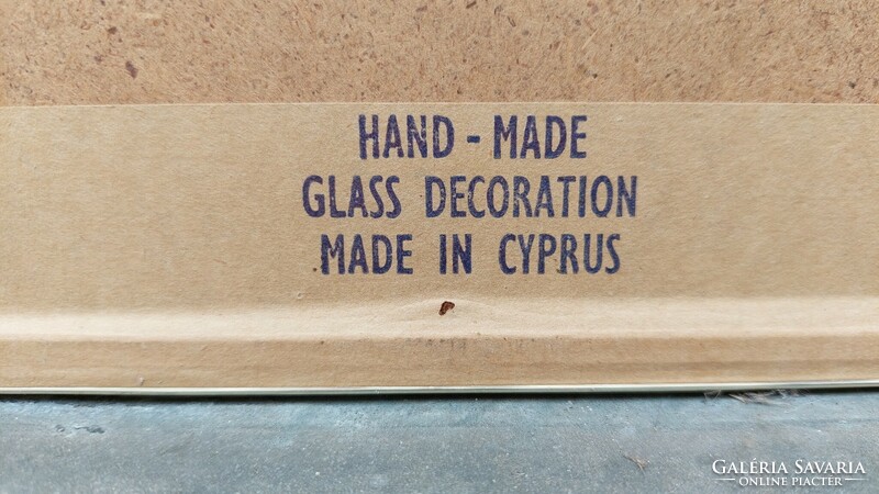 Cyprus kézimunka üvegkép, emléktárgy