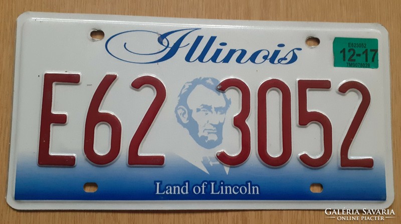 USA amerikai rendszám rendszámtábla E62 3052 Illionis Land of Lincoln