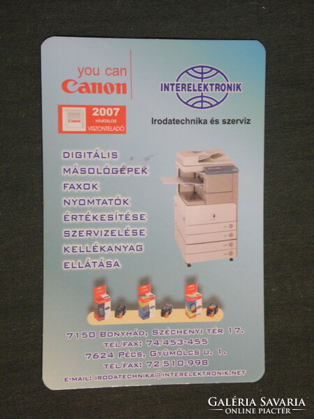 Card calendar, interelectronic office technology service, bunkhouse, Pécs, copier, 2007, (2)