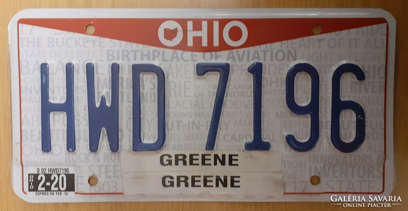 Usa american license plate license plate hwd 7196 ohio