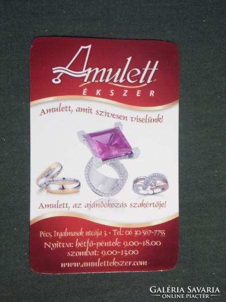 Kártyanaptár, Amulett ékszer üzlet, köves gyűrű, Pécs, 2013,   (2)