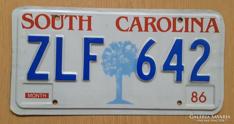 Usa American license plate license plate zlf 642 south carolina