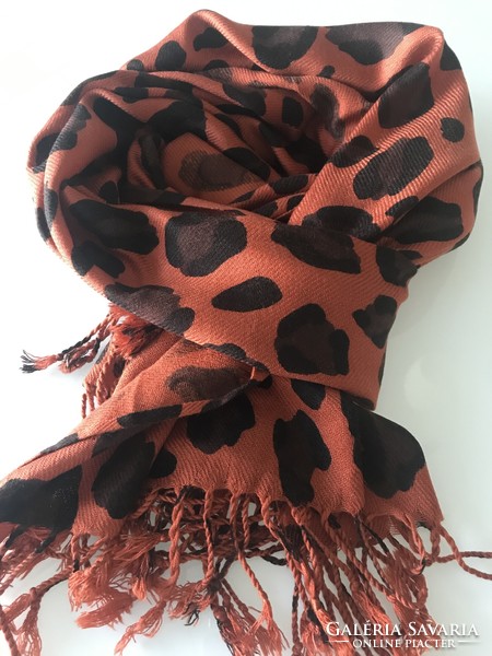 Cheetah pattern rust brown scarf, 180 x 68 cm
