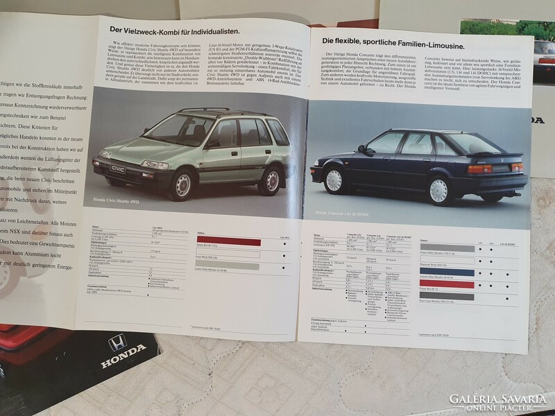 5 Honda models, brochures, catalogs, retro advertisements, old timers, Japan cars,
