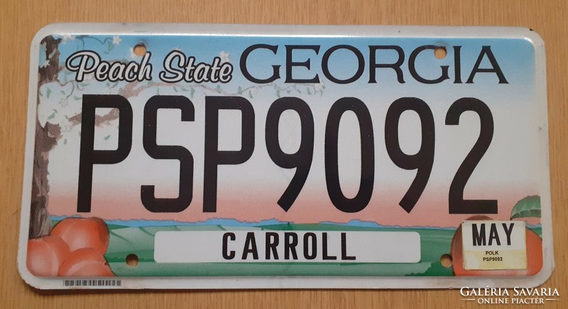 Usa american license plate number plate psp9092 georgia carroll