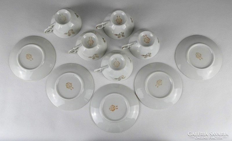 1P454 old marked gilded porcelain coffee cup 5 pieces