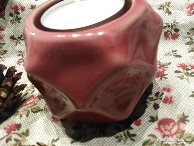 Glazed candle holder - in old pink