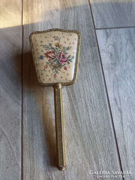 Marked antique hairbrush with metal frame (23x8.8x3.5 cm)