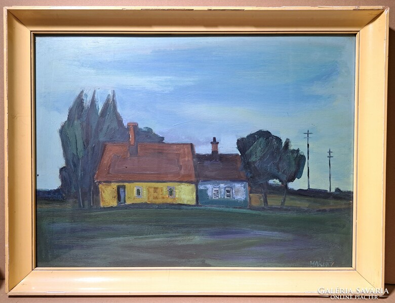 János Makra: landscape (picture gallery oil painting) was featured in an exhibition in Gyula