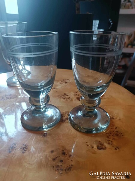2 old broken glass goblets