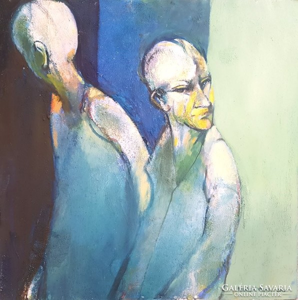 Kovács Tamás Vilmos - Ketten 70 x 70 cm olaj, farost 2015