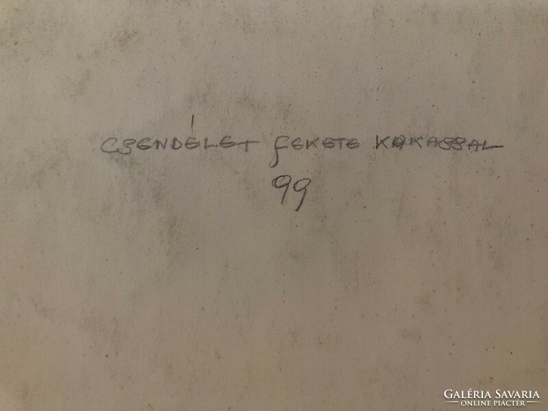 Pituk József Viktórián, Csendélet fekete kakassal, akvarell, 43 x 61 cm, nincs keretezve