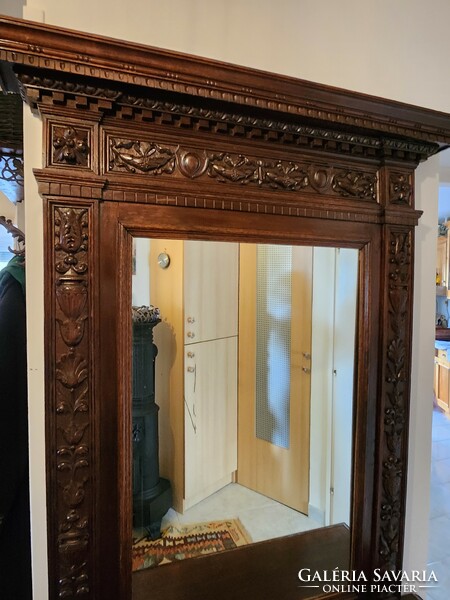 Carved, antique hall cabinet