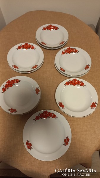 Old Zsolnay art deco marked porcelain plate set with floral pattern