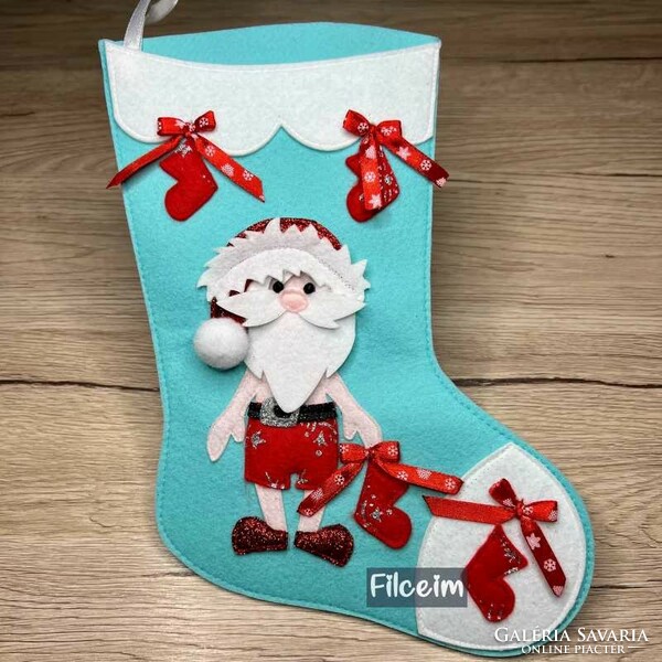 Felt Santa boots with a funny Santa