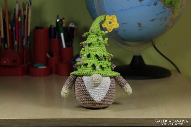 Christmas tree elf crocheted amigurumi figure