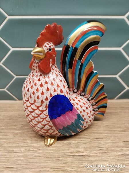 Herend decorative rooster with scale pattern