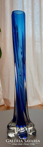 Antik kék Moser üveg váza