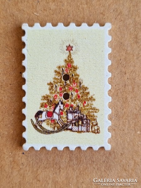 Karácsonyi bélyeg gomb fából