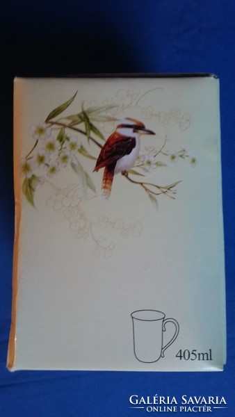 Kínai 4 dl-es porcelán bögre: kokabura - kacagójancsi ausztrál madár