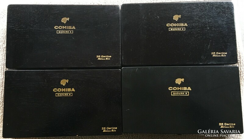 Cohiba Maduro 5 Genios - 4 darab fekete szivardoboz - bárdekoráció - szivarozás kellékei