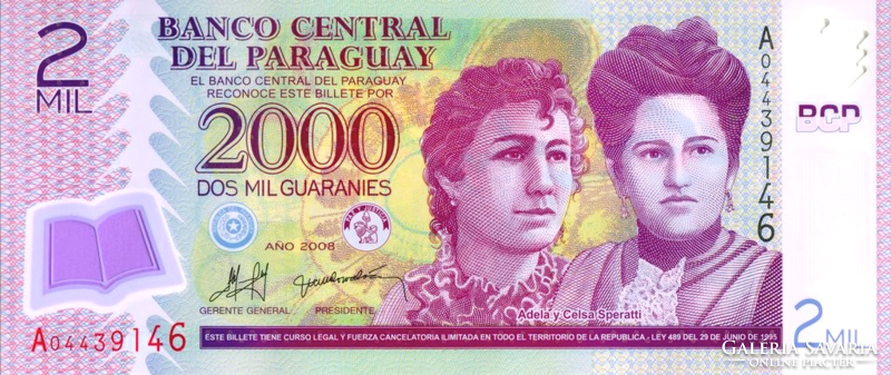 Paraguay 2000 guaraní 2008 POLYMER UNC