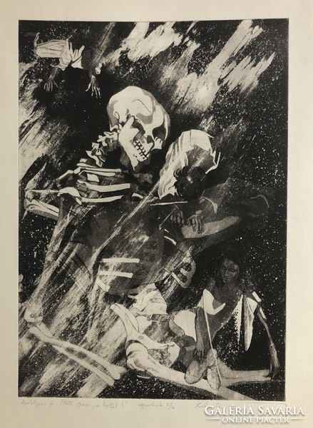 Xantus gauze, apocalypse vi. (Death is a pale rider), aquatint, 34.5 x 24.5 cm