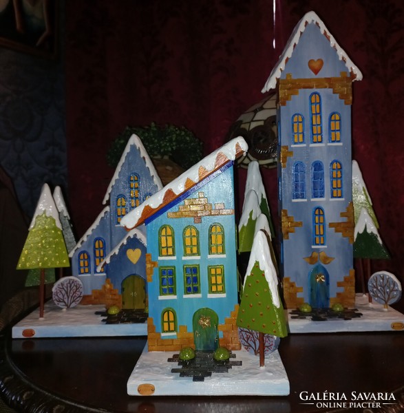 Handmade winter, Christmas decoration, fairy house, cottage, made of recycled wood