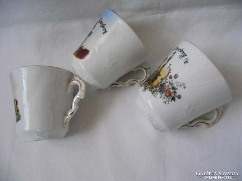 3 pcs. Gold-plated convex pattern, lace-shaped coffee cup, long long coffee cup
