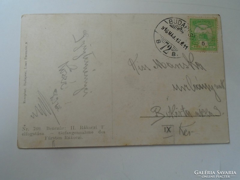 D199463 old postcard -1910's insert: ii. The capture of Ferenc Rákóczi