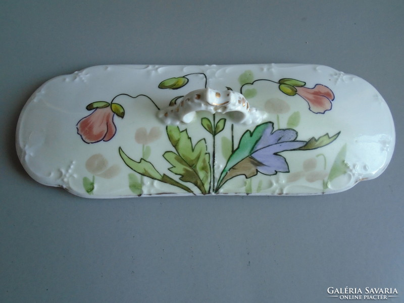 Hand-painted, poppies art nouveau toothbrush holder top.