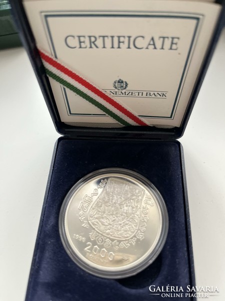 1996. Honfoglalás 1100. évfordulójára kibocsátott ezüst 2000 Forint Tükörveret (BU