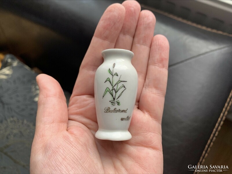 Hollóháza Balaton souvenir tiny vase, miniature vase