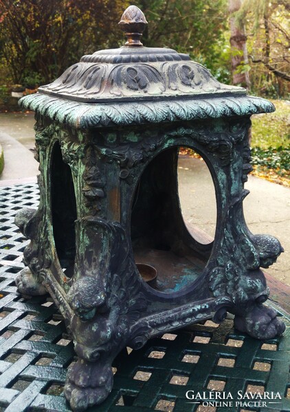 Large antique bronze candle holder