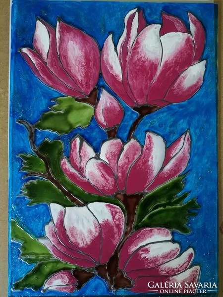 Stained glass picture - tulip tree