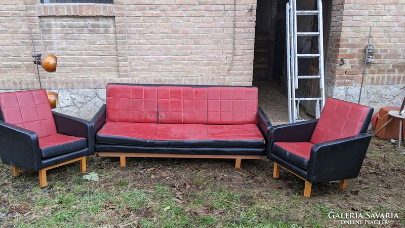 Retro club set (sofa + 2 armchairs)