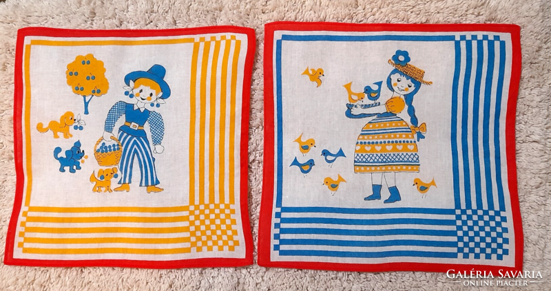 Retro gyermek textil zsebkendő párban