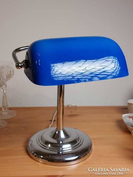 Cobalt blue bank lamp