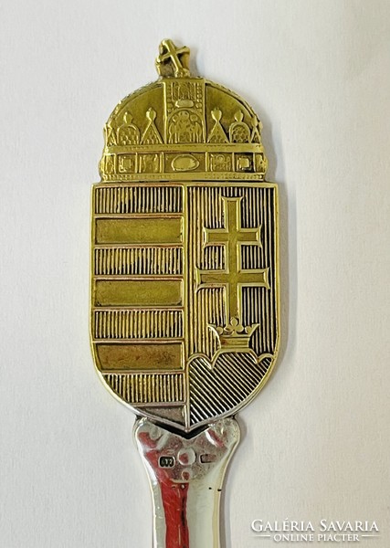 Ezüst levélbontó kés aranyozott címerrel