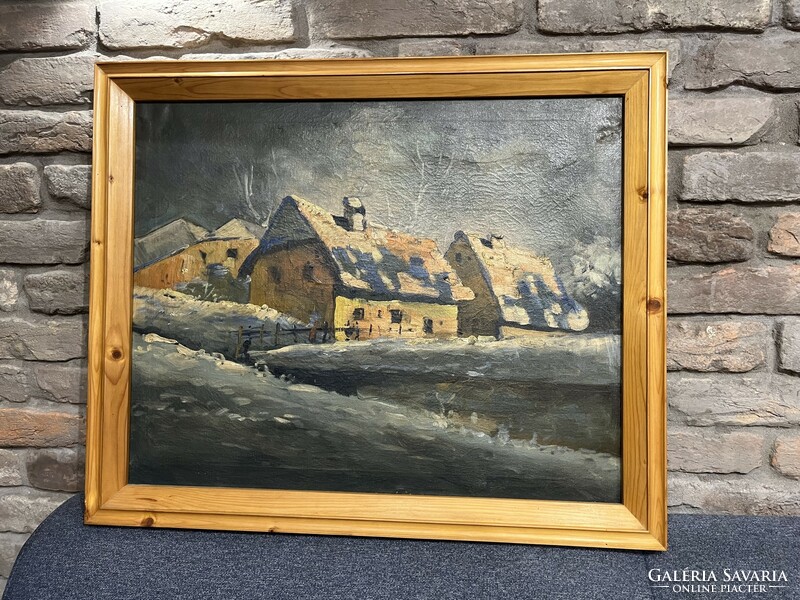 Houses in winter oil on canvas