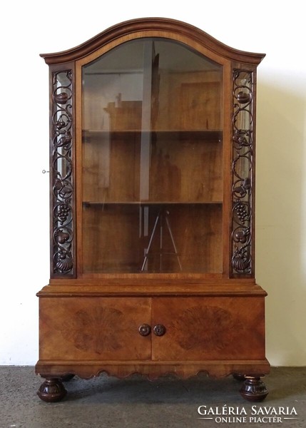 1P520 old richly carved glass display case 185 cm