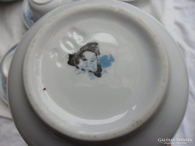 Hollóházi teás készlet kék mintával