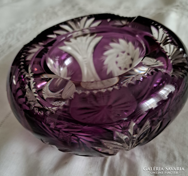 Burgundy crystal ashtray, wonderful