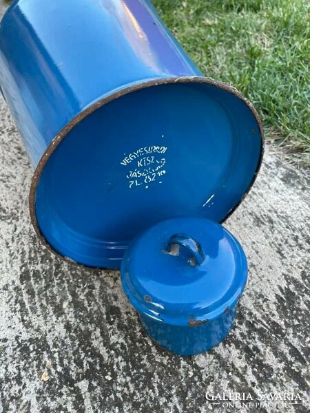 Blue enameled enameled 7 liter jug from Jászkiséri Ceglédi kanna antique heirloom