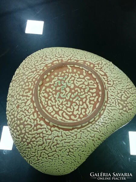 Shrink-glazed ceramic serving bowl