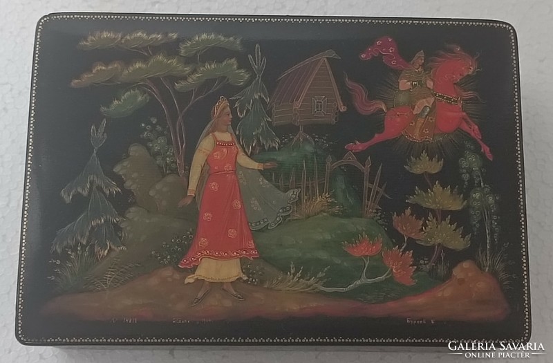 Russian lacquer box paleh hand painted tale konyok gorbunov