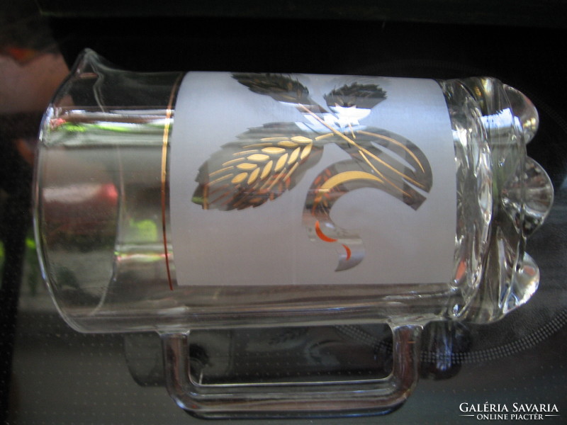 Retro bormioli covetro etched and gilded carafe, suitable for galassia glasses