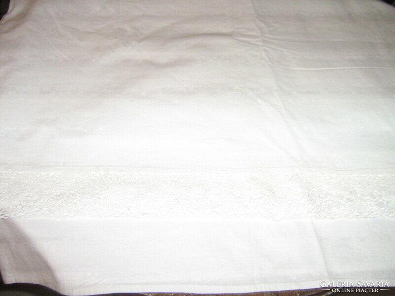 Beautiful white antique sheet with lace